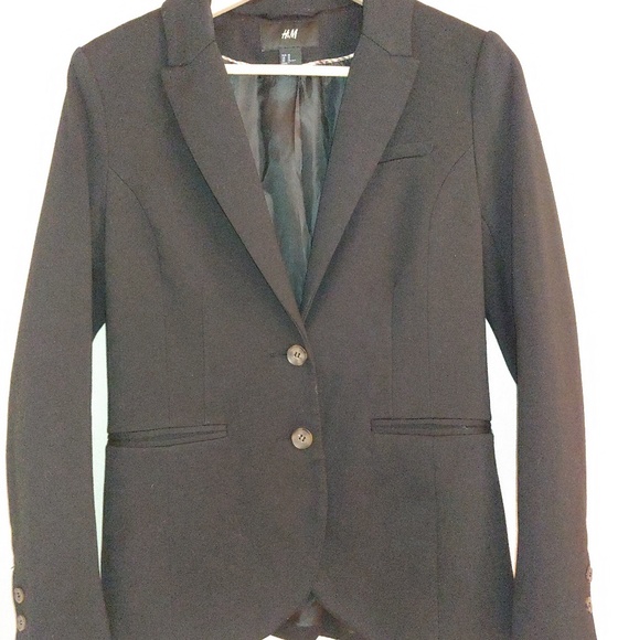 H&M Jackets & Blazers - H&M Button Blazer Fitted Black Lined 10